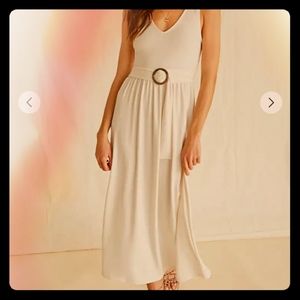 Black Belted Ribbed Midi Dress